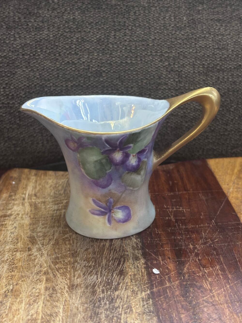 JHR Cacilie Bavaria Hutschenreuther Hand Painted Creamer Signed Violets